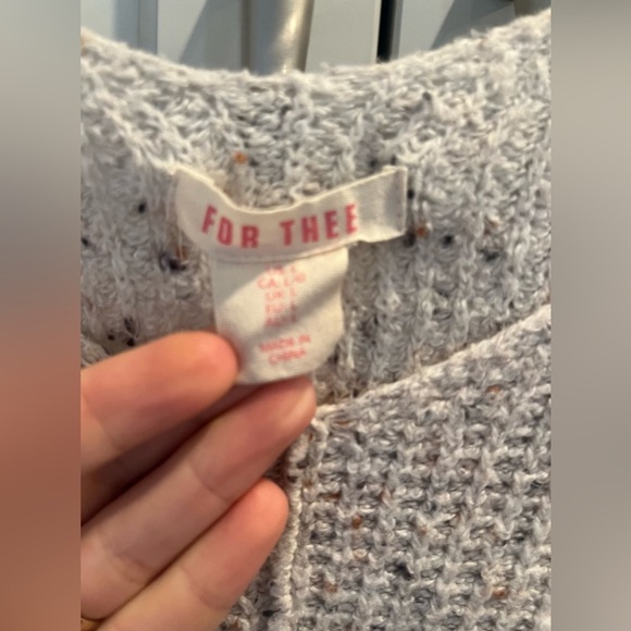 For Thee Womens Size L Waffle Knit V-neck Sweater beige - Picture 3 of 7